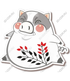  The joyful pig with flowers