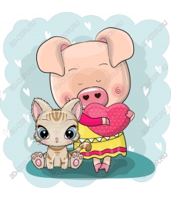  Adorable Pig and the cat
