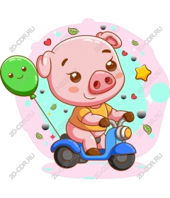  Adorable Piglet riding a scooter