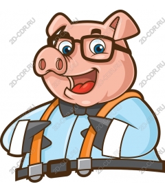  Funny cartoon pig with glasses