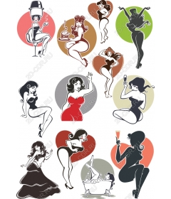 Retro Pin-up Clipart Set-Vintage Set