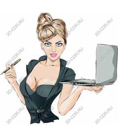  Confident business woman with laptop
