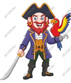 Playful pirate captain with parrot