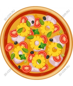 Яркая пицца с ананасами