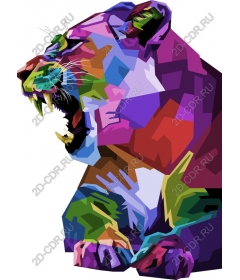  Colorful roaring tiger