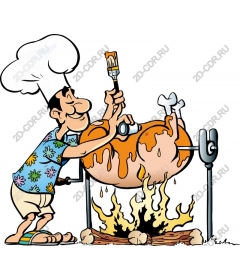  A funny chef cooks the pig
