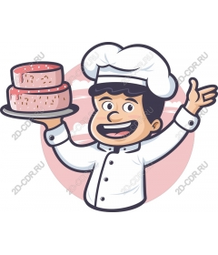 Happy chef with cake