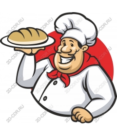 Happy chef with freshly baked bread