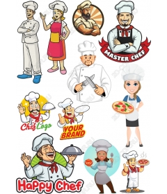 Set of cliparts "Chef" - bright culinary branding