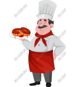 Happy chef delivers donuts