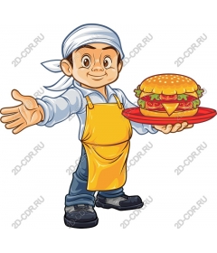 Happy chef with Burger