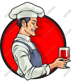 Happy chef holding a glass