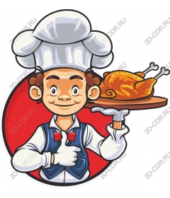 Funny cook with fried chicken