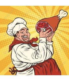  Joyful cook with meat