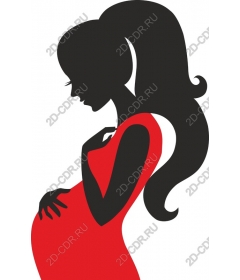  Elegant pregnant woman in a red dress