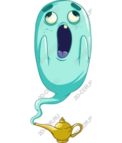 Merry Ghost with magic lamp