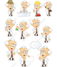 Set of scientist characters