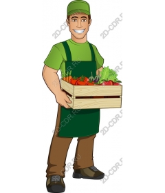 Cheerful farmer with fresh vegetables