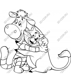  Charming friendship of cow and cat