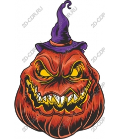  Threatening pumpkin in witch hat