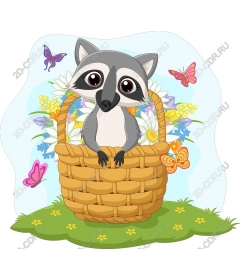  Adorable raccoon in a flower basket