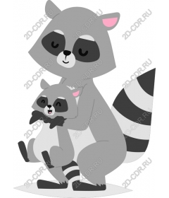  Family of raccoons