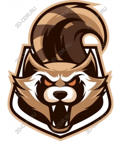  Art depicting the head of a fierce raccoon