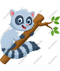 Playful raccoon on a branch