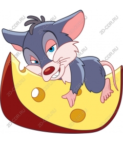 Playful mouse on cheese