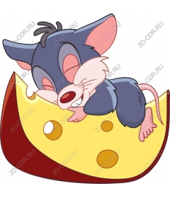 Sleepy mouse on cheese