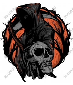 Spooky skull grim Reaper