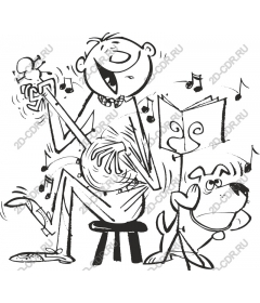  Joyful musician and dog