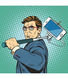  Confident man with selfie stick