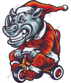  Whimsical tricycle for riding on the Rhino Santa Claus