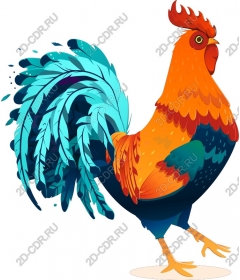  Bright cartoon rooster