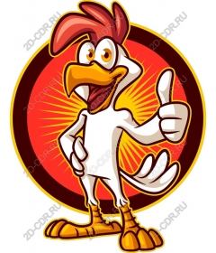 Funny cartoon chicken mascot