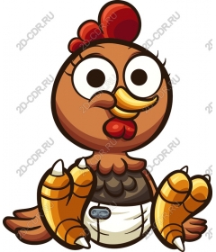 Playful cartoon chicken