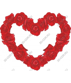 Red roses in the shape of a heart