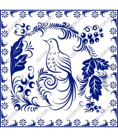  Blue bird and floral decorations