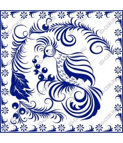  Elegant blue floral bird