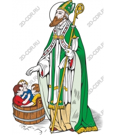 The Holy figure with children in a barrel