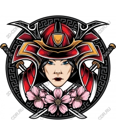  A ferocious samurai Woman running