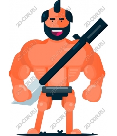  Cartoon muscular warrior