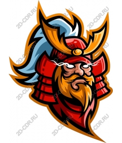  A fierce warrior in a helmet of a samurai