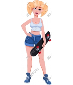 Trendy girl-the skateboarder
