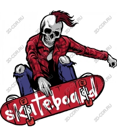  Skateboard with a punk skull