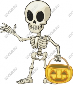 Skeleton Halloween with pumpkin basket