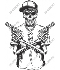  Daring skull with guns