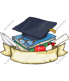 Graduation cap and books