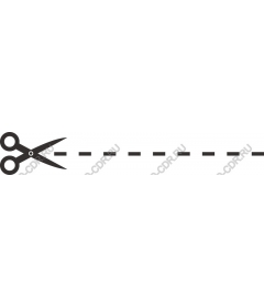  Universal scissors with dotted cutting line
